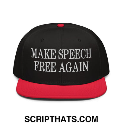Make Speech Free Again High Crown Snapback Hat Red Black Black