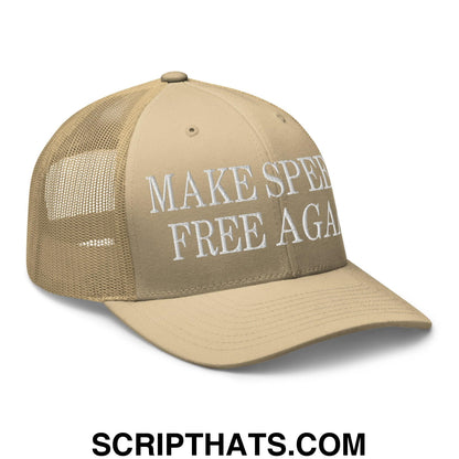 Make Speech Free Again Retro Trucker Hat Khaki