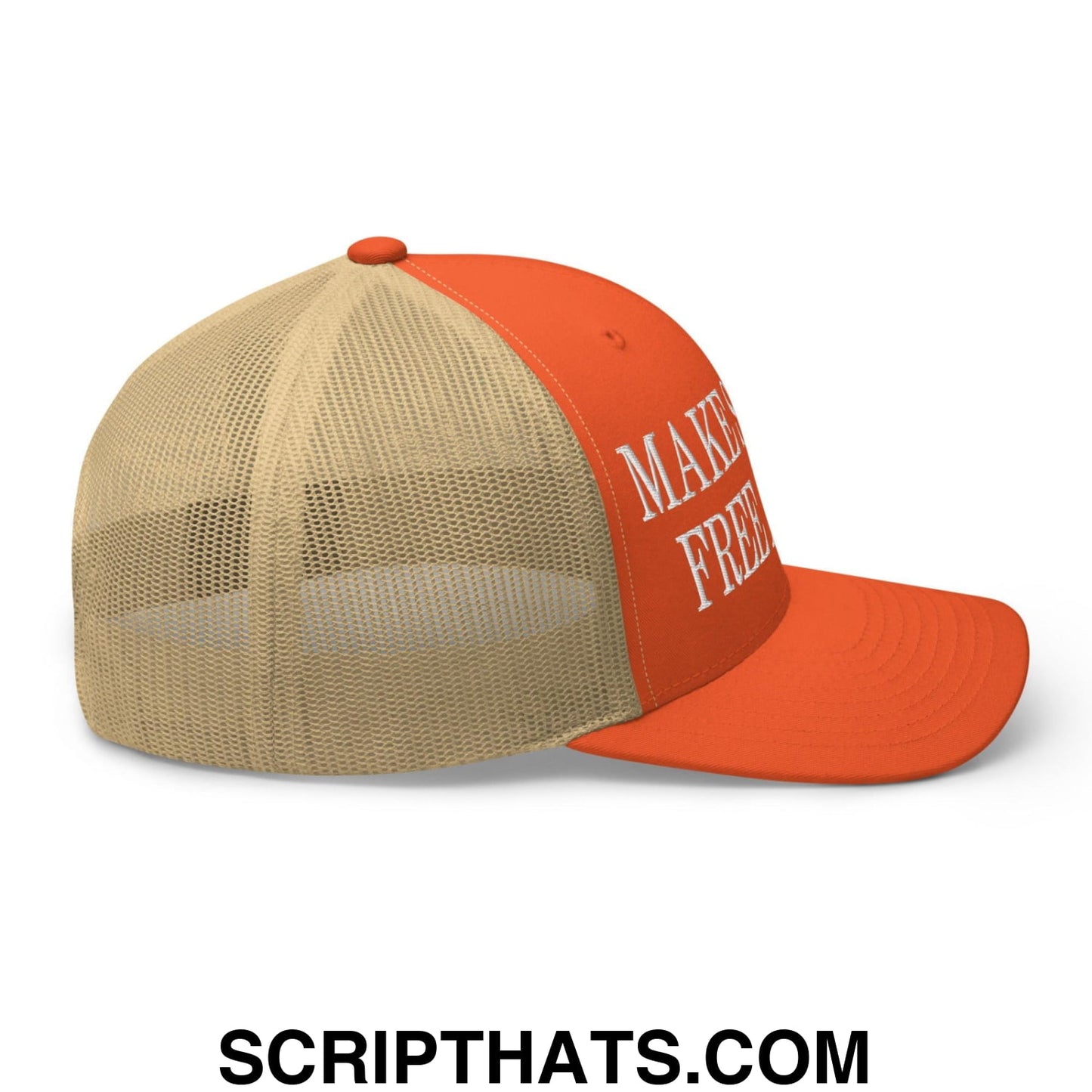 Make Speech Free Again Retro Trucker Hat Rustic Orange Khaki