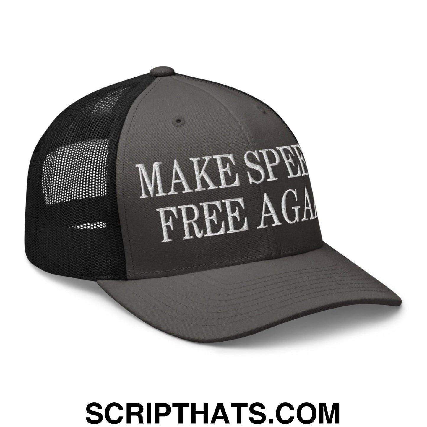Make Speech Free Again Retro Trucker Hat Charcoal Black