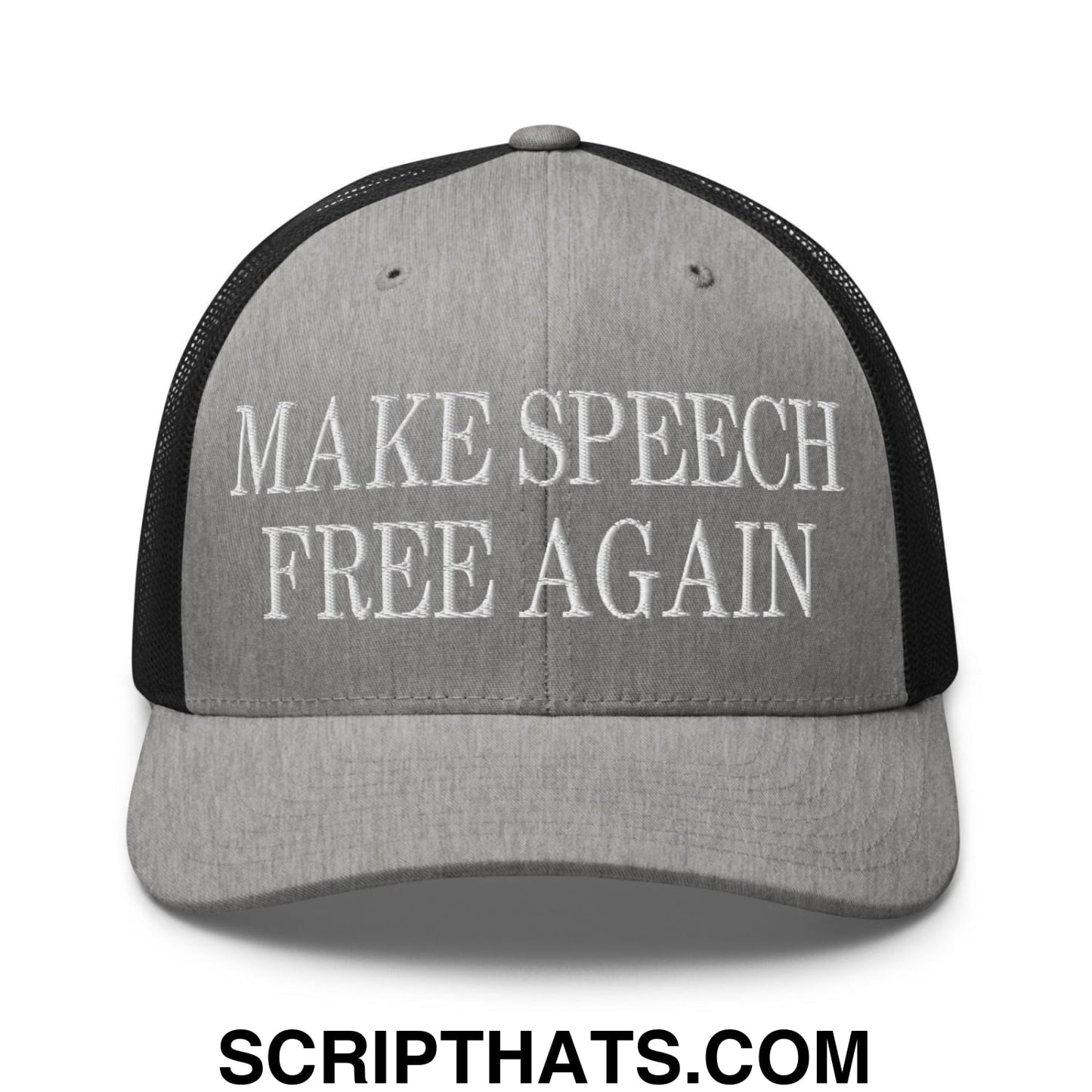 Make Speech Free Again Retro Trucker Hat Heather Black