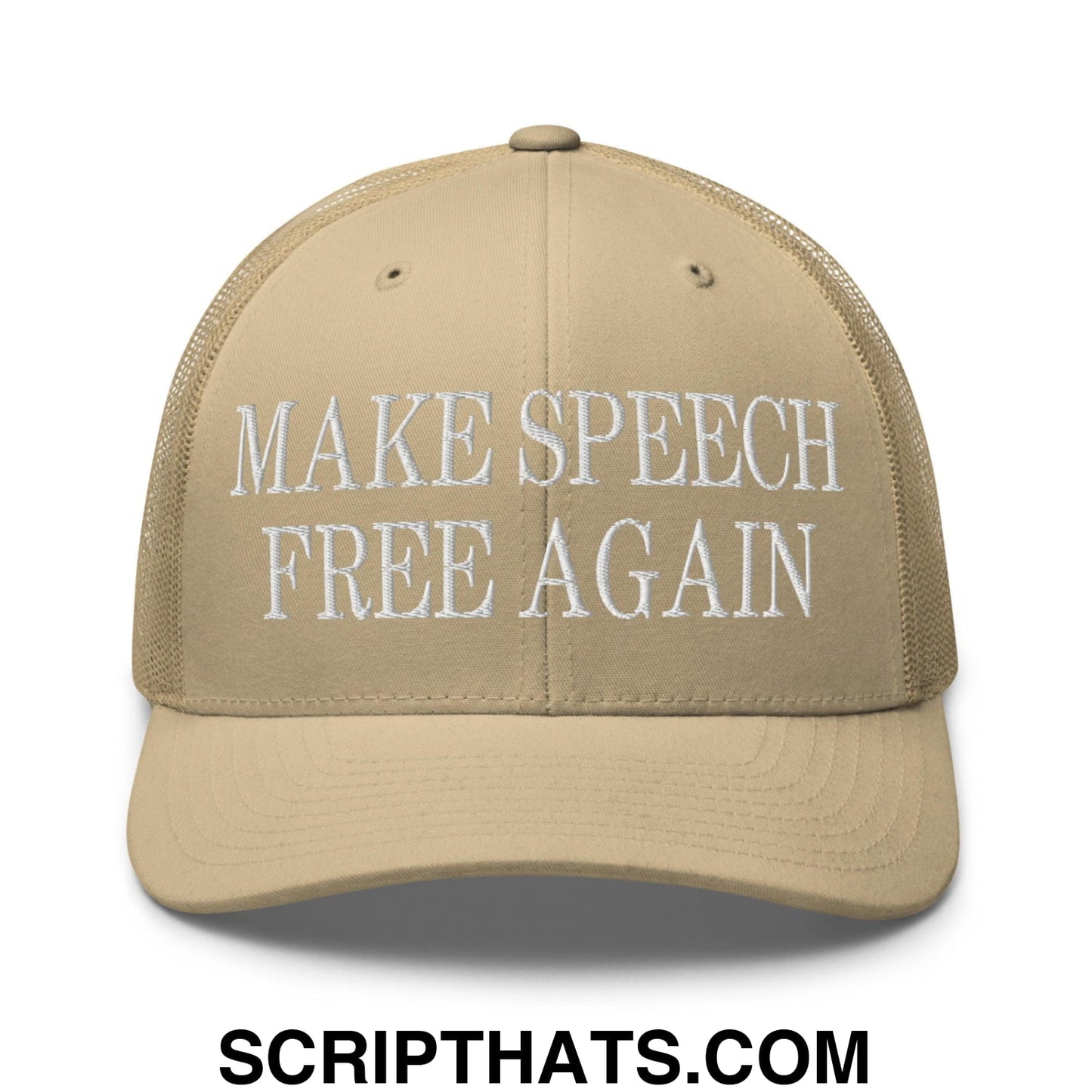 Make Speech Free Again Retro Trucker Hat Khaki