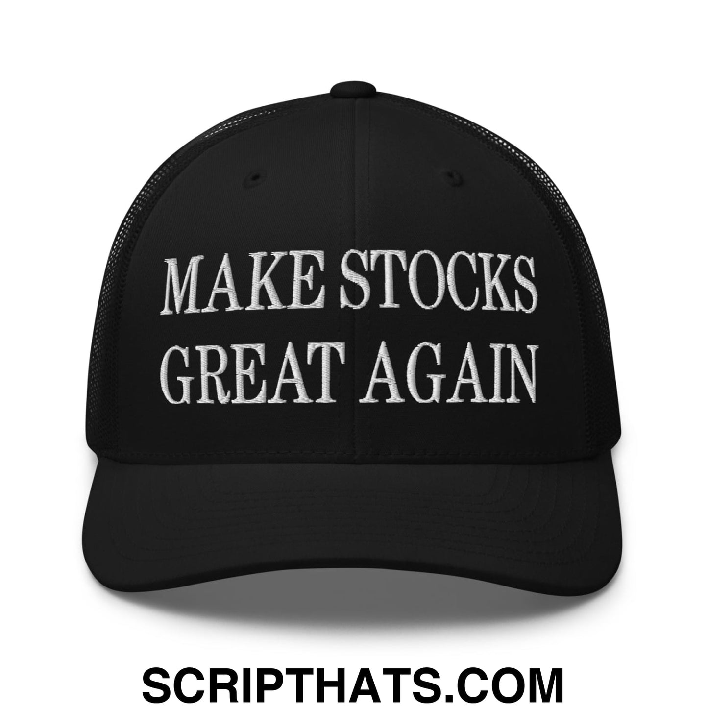 Make Stocks Great Again Embroidered Mesh Trucker Hat Black