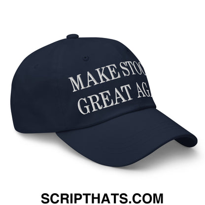 Make Stocks Great Again Embroidered Unstructured Dad Hat Navy