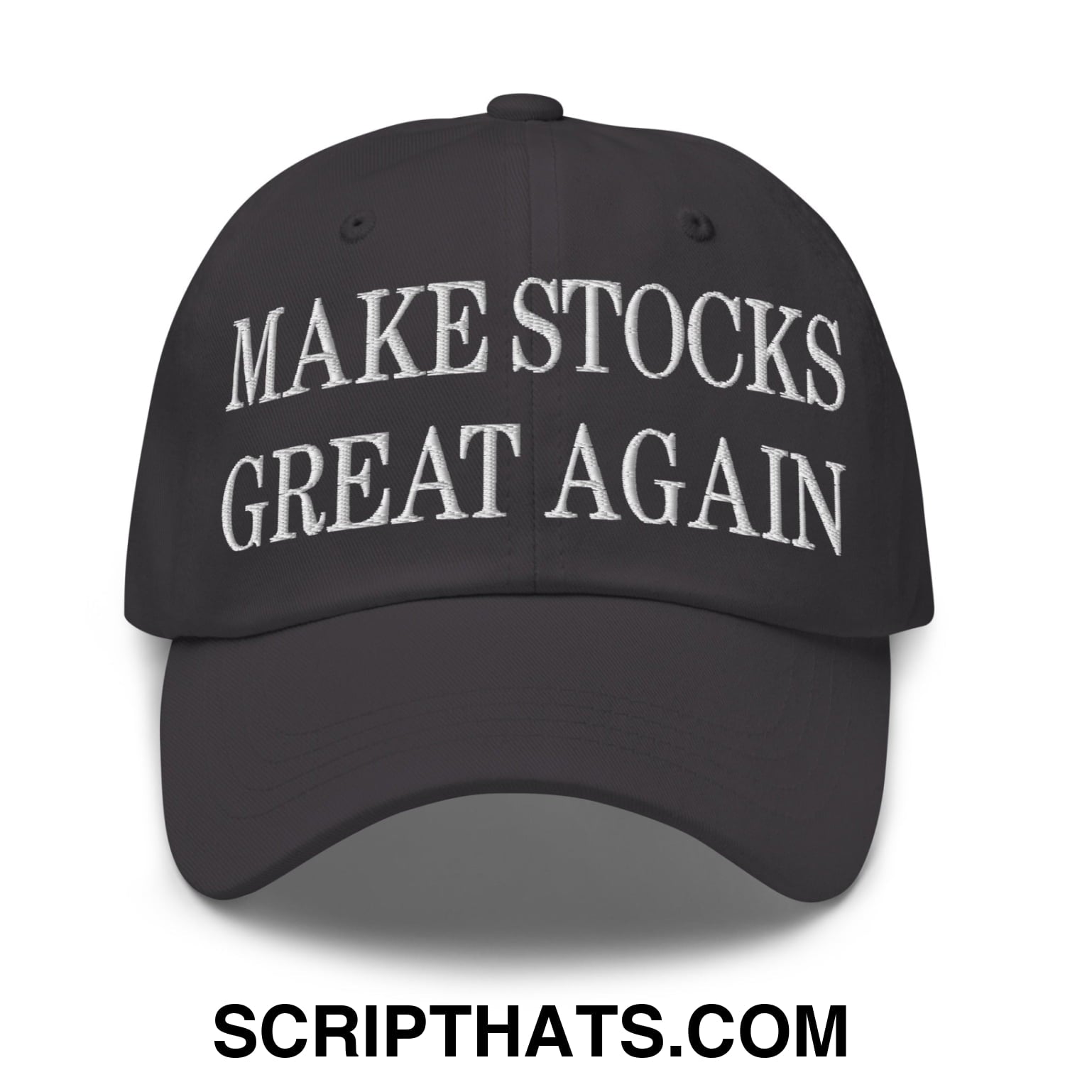 Make Stocks Great Again Embroidered Unstructured Dad Hat Dark Grey