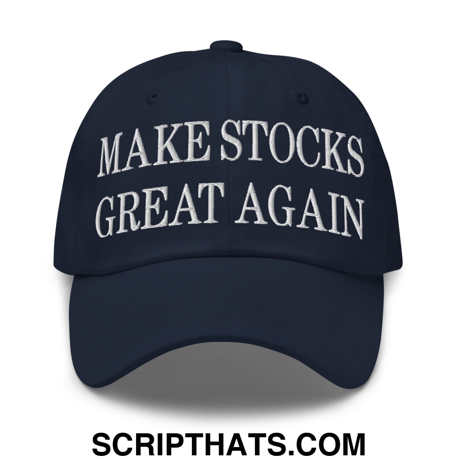 Make Stocks Great Again Embroidered Unstructured Dad Hat Navy