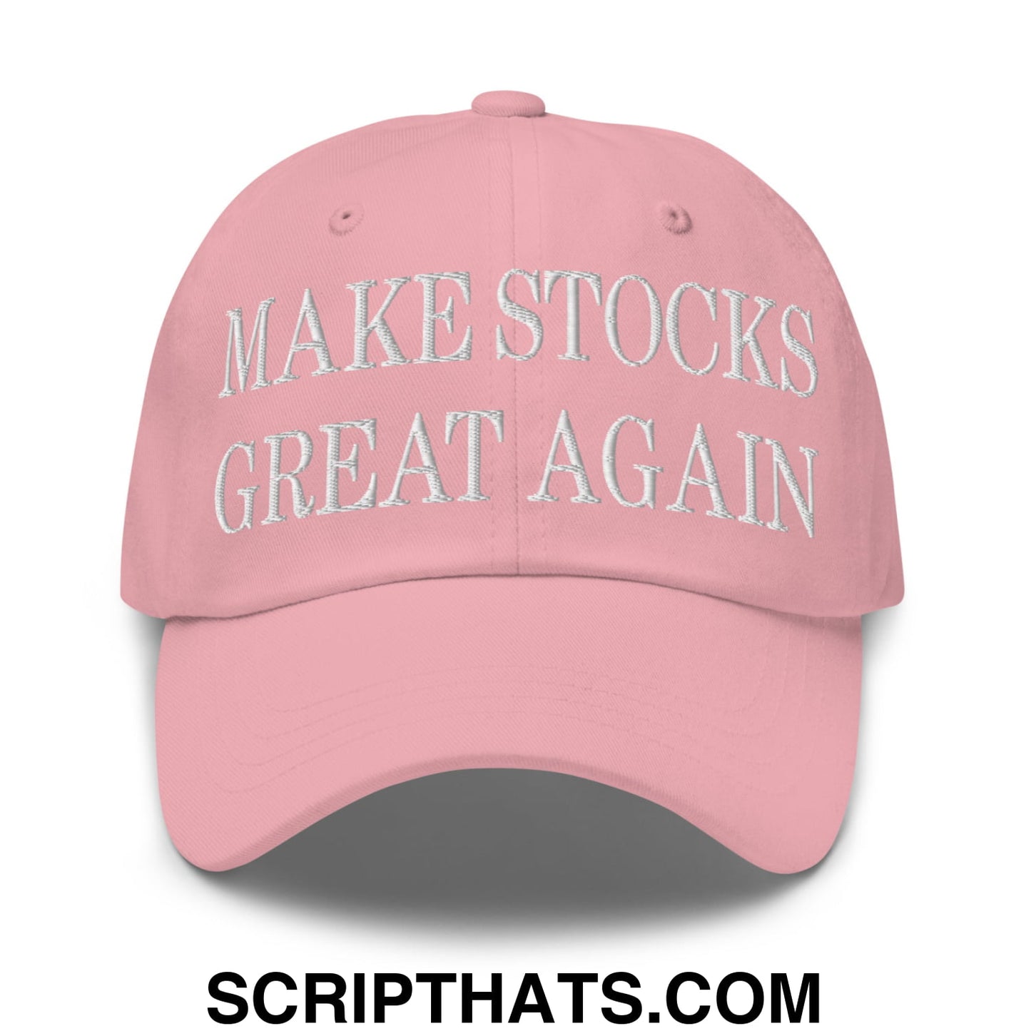 Make Stocks Great Again Embroidered Unstructured Dad Hat Pink