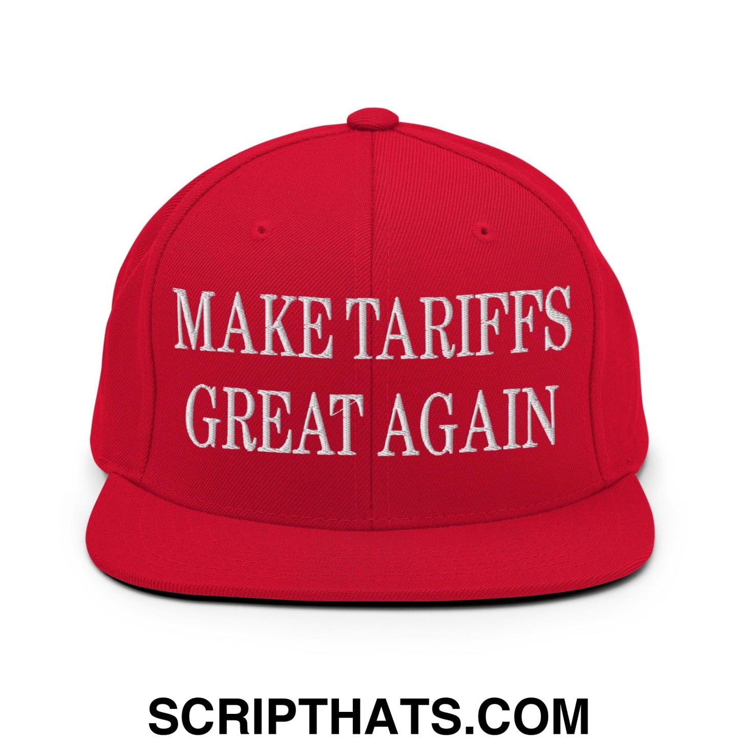 Make Tariffs Great Again Embroidered Flat Bill Brim Snapback Hat Red