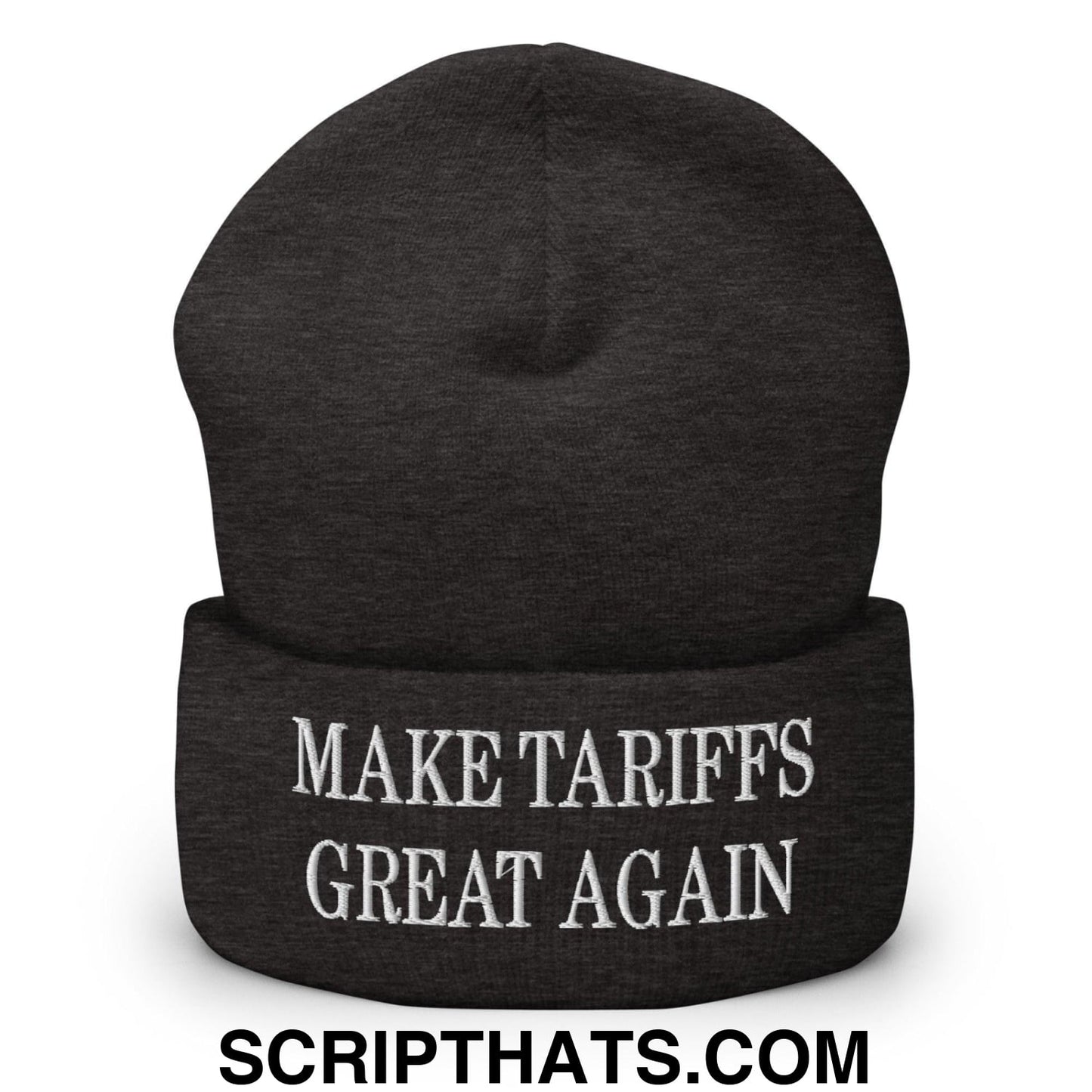 Make Tariffs Great Again Embroidered Knit Cuffed Beanie Dark Grey