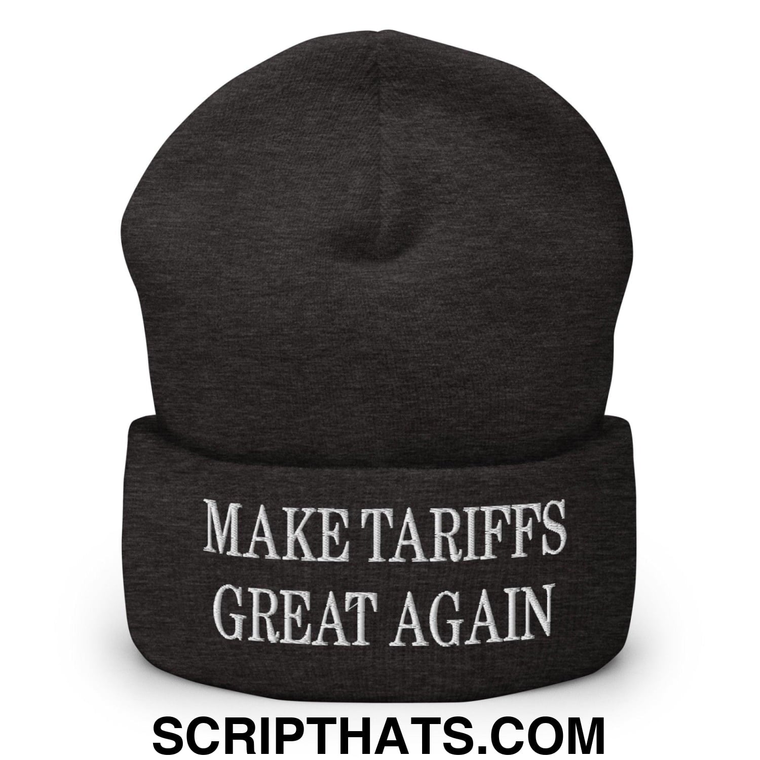 Make Tariffs Great Again Embroidered Knit Cuffed Beanie Dark Grey