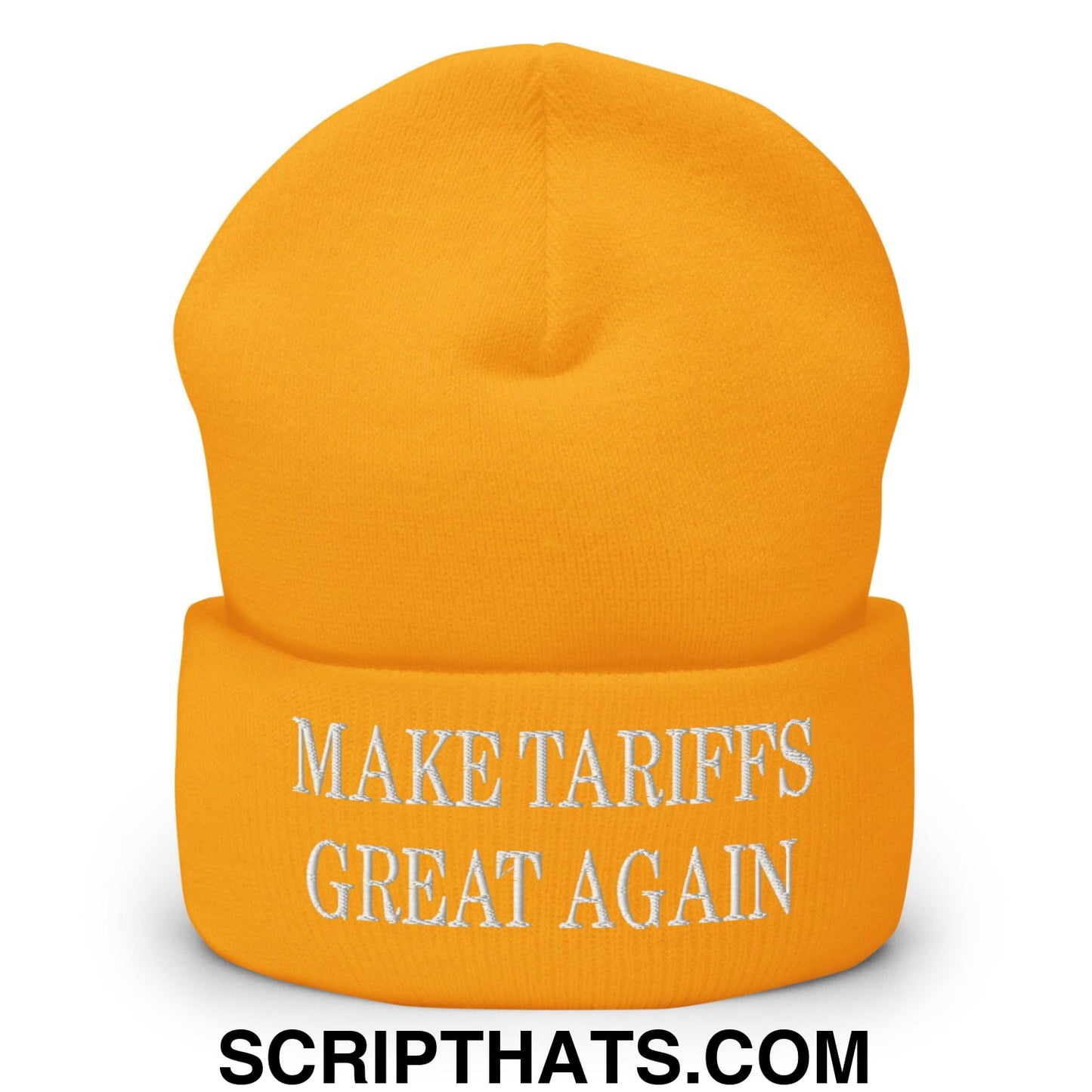 Make Tariffs Great Again Embroidered Knit Cuffed Beanie Gold