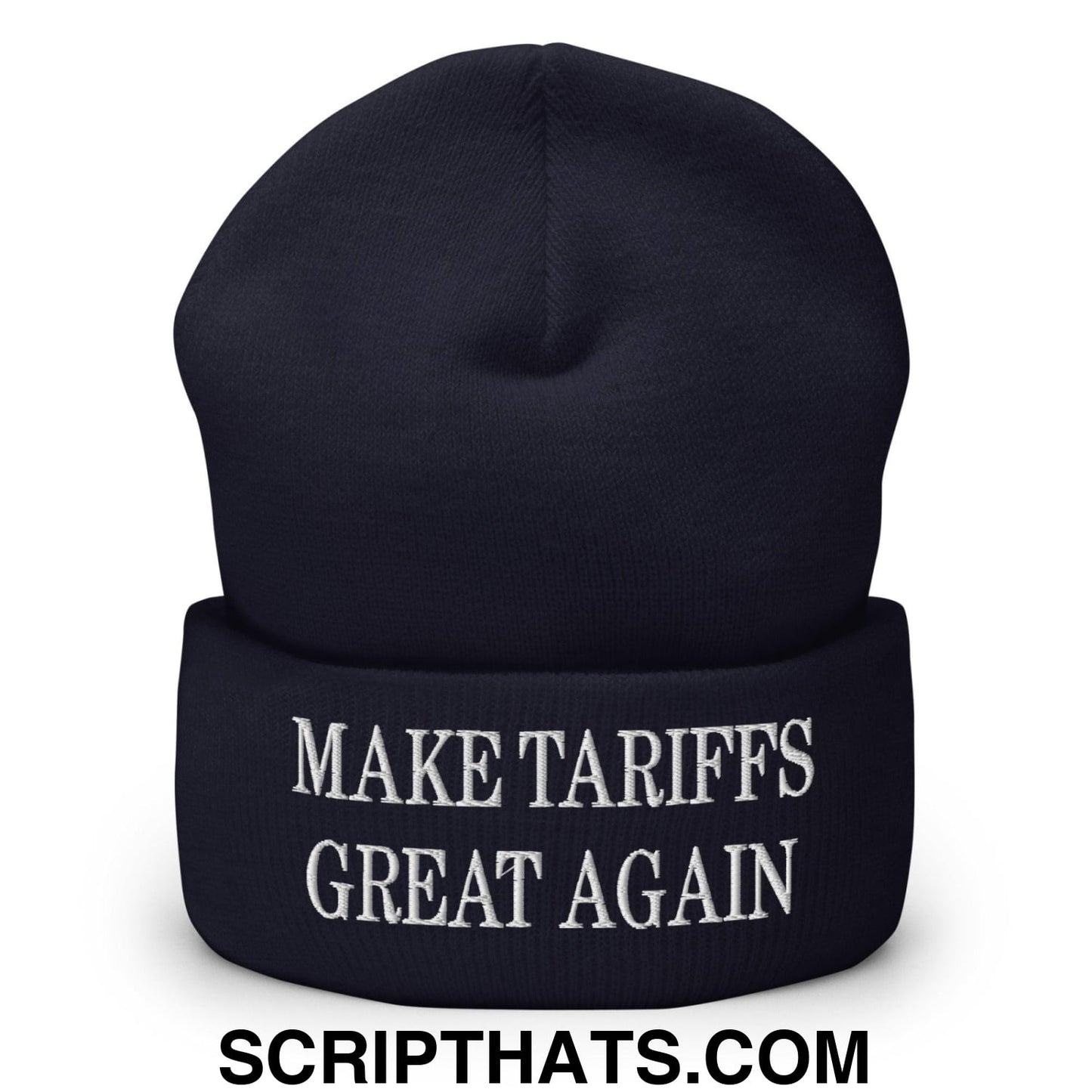 Make Tariffs Great Again Embroidered Knit Cuffed Beanie Navy