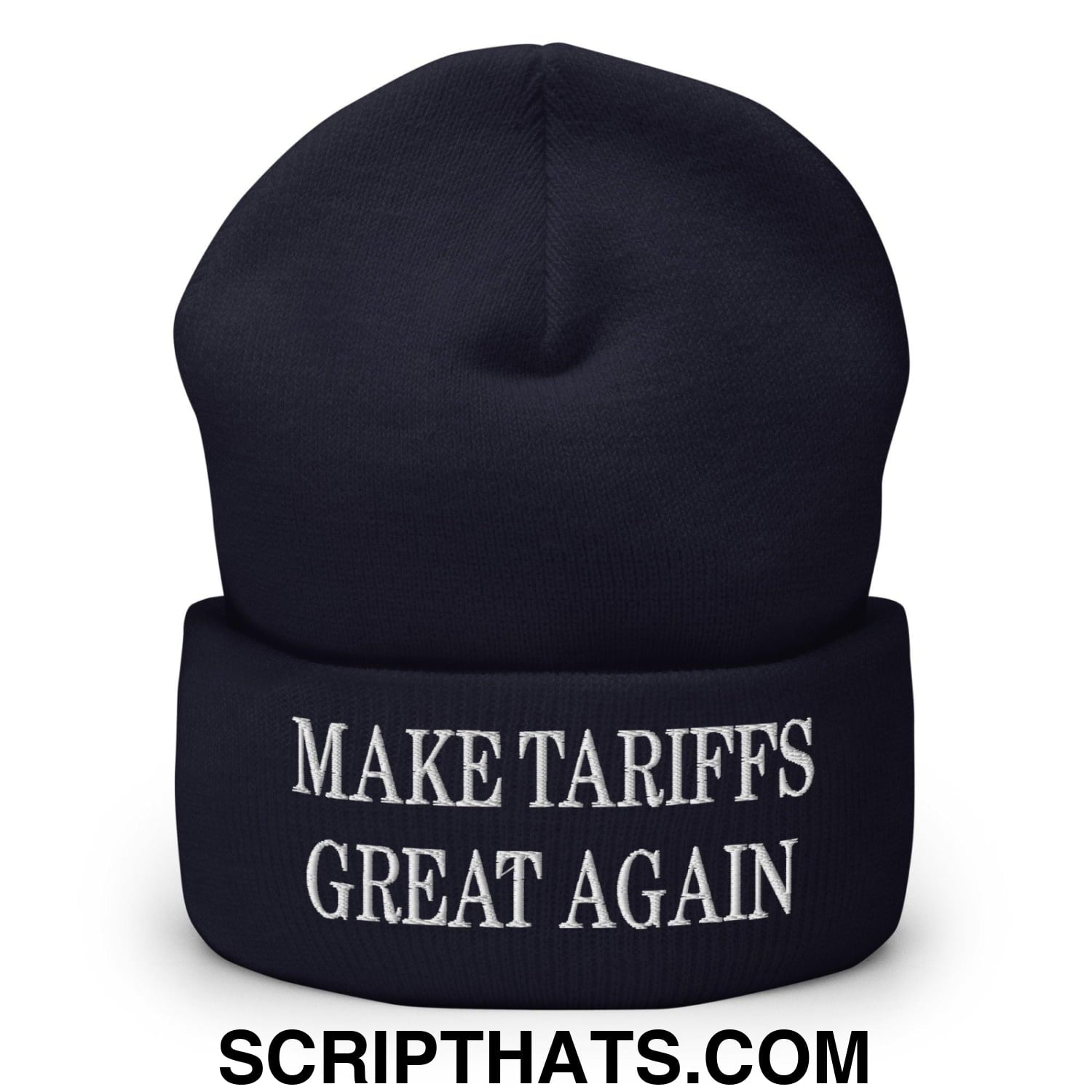 Make Tariffs Great Again Embroidered Knit Cuffed Beanie Navy