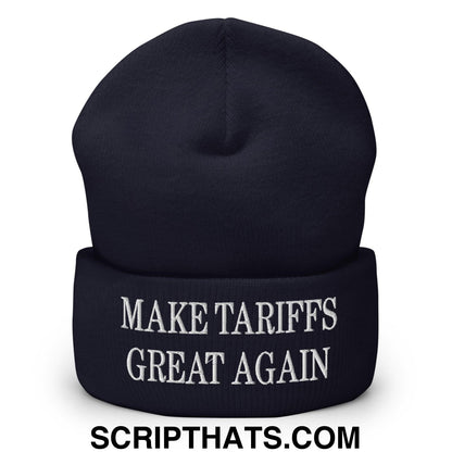 Make Tariffs Great Again Embroidered Knit Cuffed Beanie Navy
