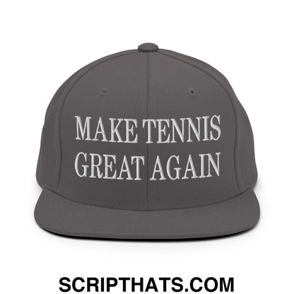 Make Tennis Great Again Embroidered Flat Bill Brim Snapback Hat Dark Grey