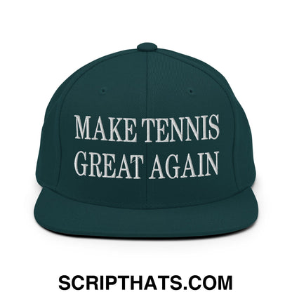 Make Tennis Great Again Embroidered Flat Bill Brim Snapback Hat Spruce