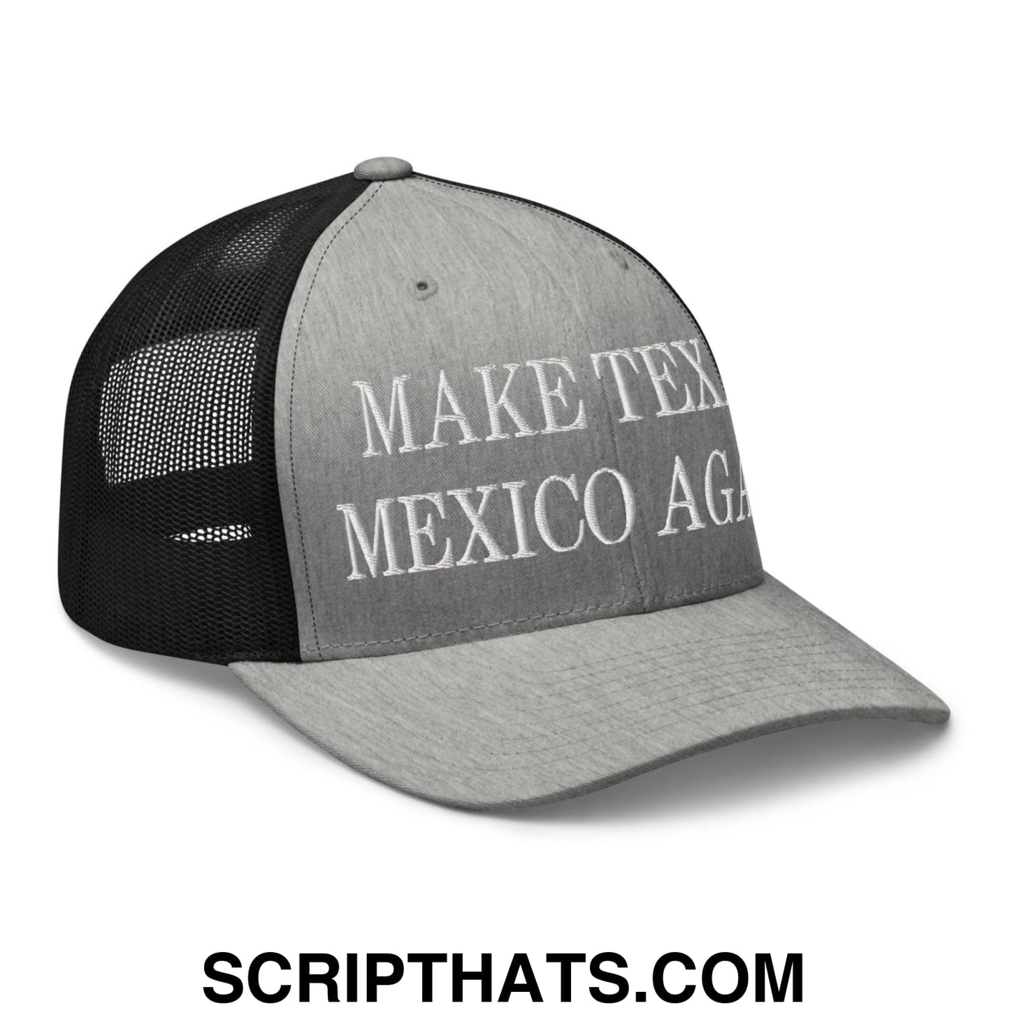 Make Texas Mexico Again Embroidered Mesh Trucker Hat Heather Black