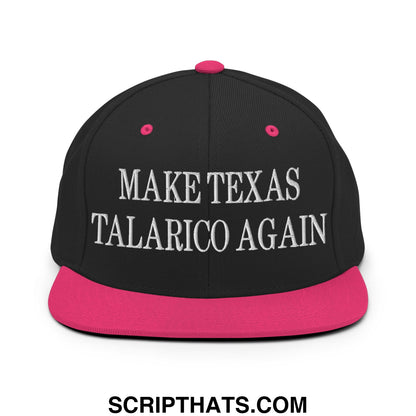 Make Texas Talarico Again Embroidered Flat Bill Brim Snapback Hat Black Neon Pink
