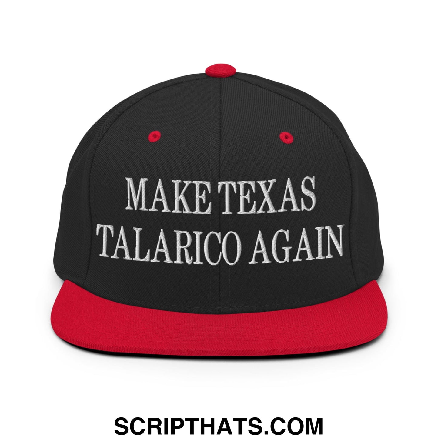 Make Texas Talarico Again Embroidered Flat Bill Brim Snapback Hat Black Red