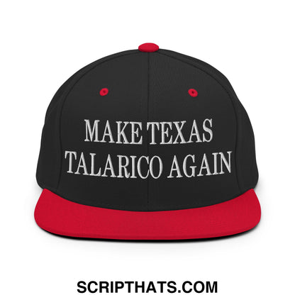 Make Texas Talarico Again Embroidered Flat Bill Brim Snapback Hat Black Red