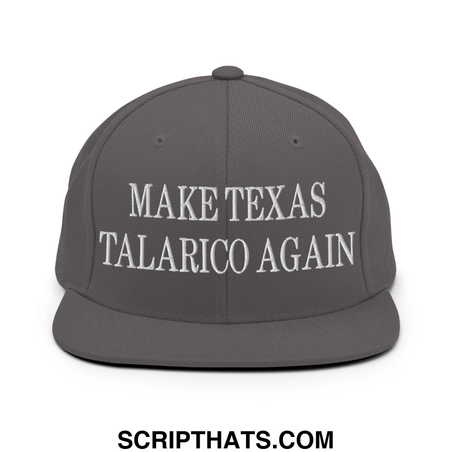 Make Texas Talarico Again Embroidered Flat Bill Brim Snapback Hat Dark Grey