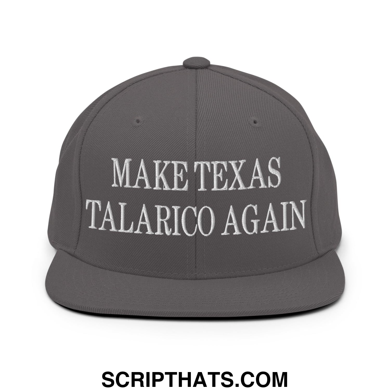 Make Texas Talarico Again Embroidered Flat Bill Brim Snapback Hat Dark Grey