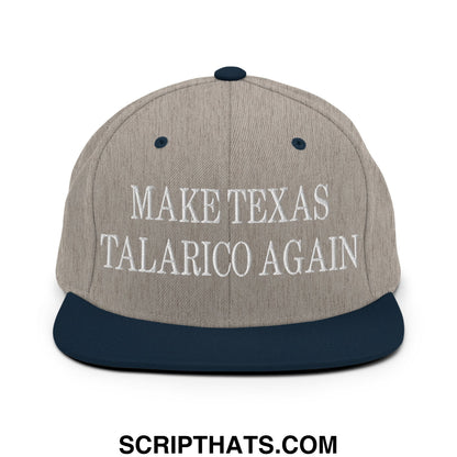 Make Texas Talarico Again Embroidered Flat Bill Brim Snapback Hat Heather Grey Navy