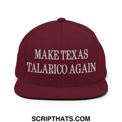 Make Texas Talarico Again Embroidered Flat Bill Brim Snapback Hat Maroon