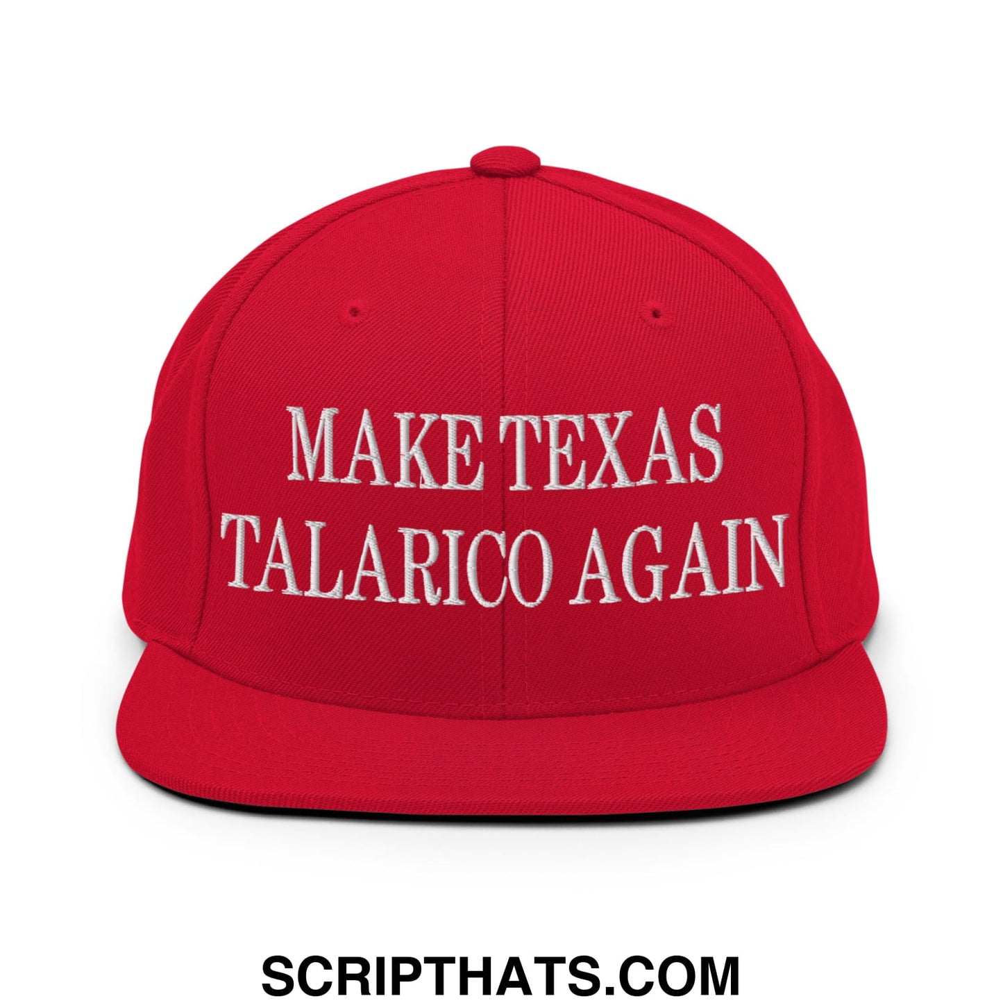Make Texas Talarico Again Embroidered Flat Bill Brim Snapback Hat Red
