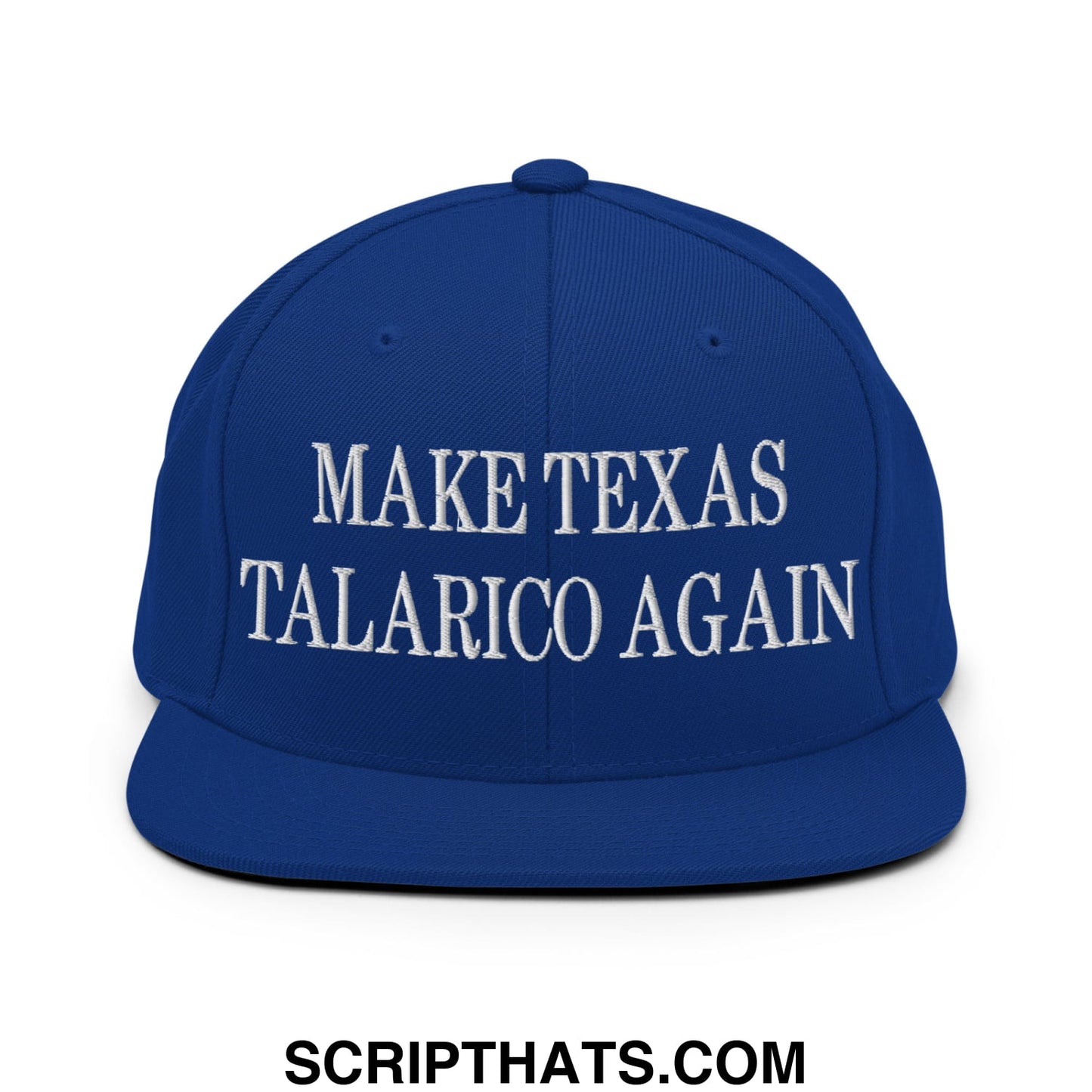 Make Texas Talarico Again Embroidered Flat Bill Brim Snapback Hat Royal Blue