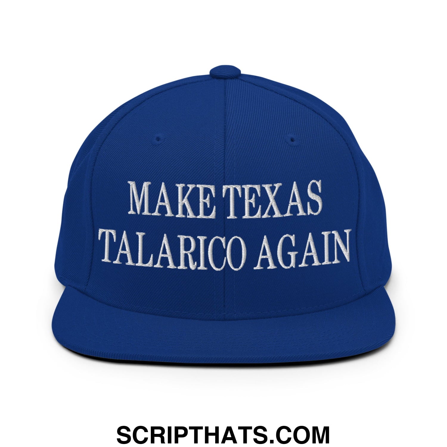 Make Texas Talarico Again Embroidered Flat Bill Brim Snapback Hat Royal Blue