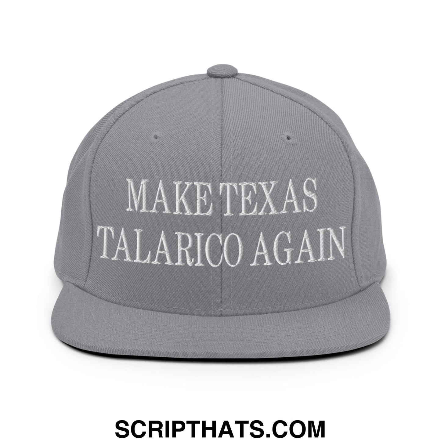 Make Texas Talarico Again Embroidered Flat Bill Brim Snapback Hat Silver