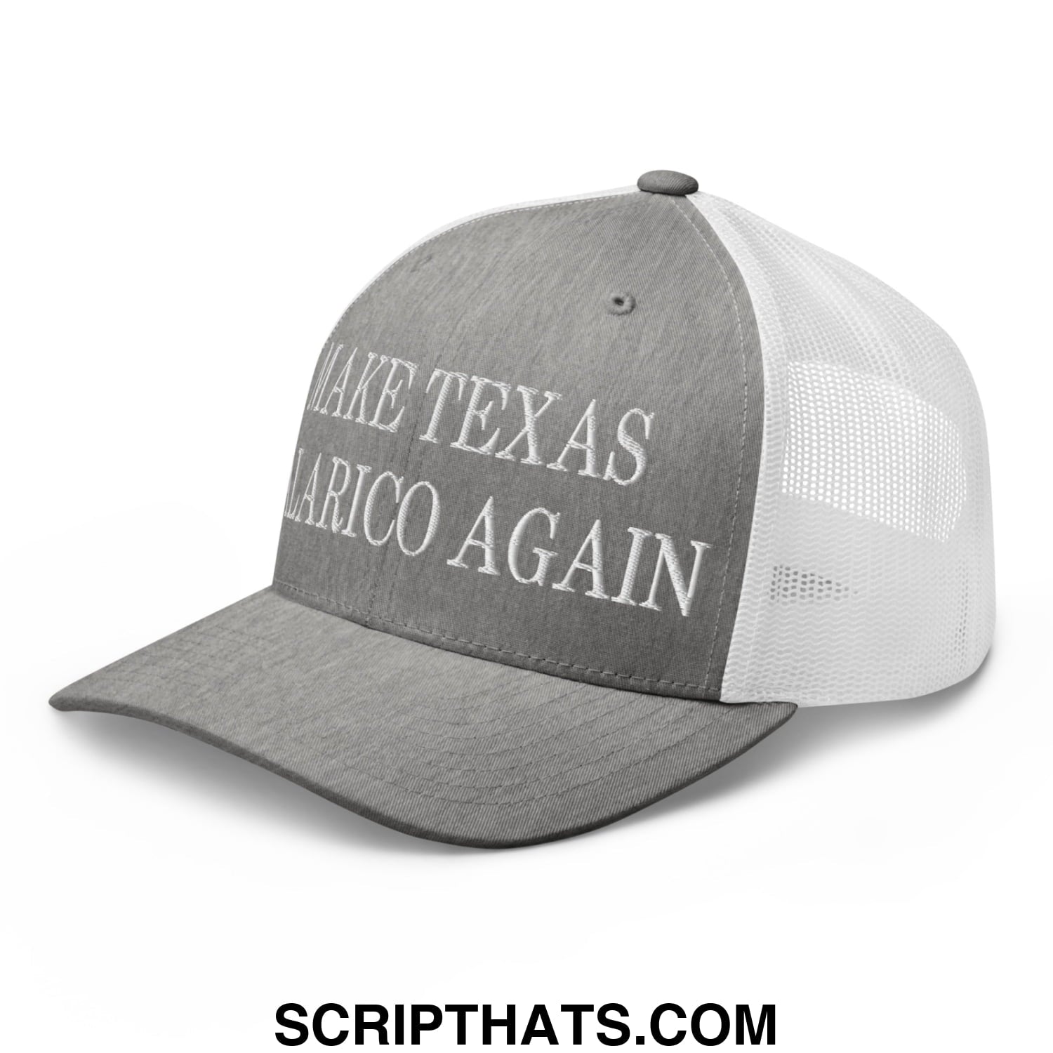 Make Texas Talarico Again Embroidered Mesh Trucker Hat Heather Grey White