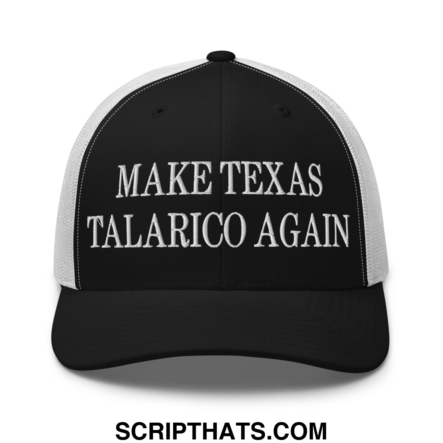 Make Texas Talarico Again Embroidered Mesh Trucker Hat Black White