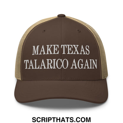 Make Texas Talarico Again Embroidered Mesh Trucker Hat Brown Khaki