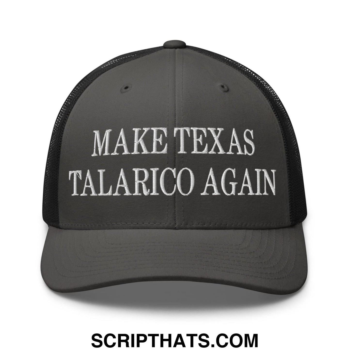 Make Texas Talarico Again Embroidered Mesh Trucker Hat Charcoal Black