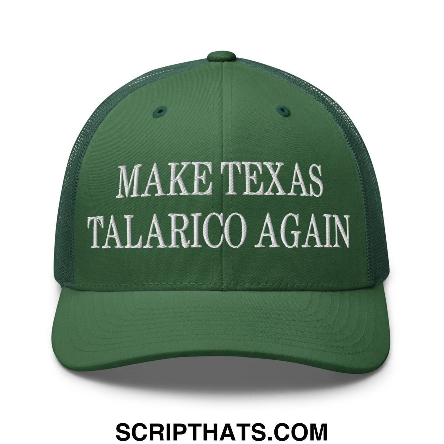Make Texas Talarico Again Embroidered Mesh Trucker Hat Evergreen