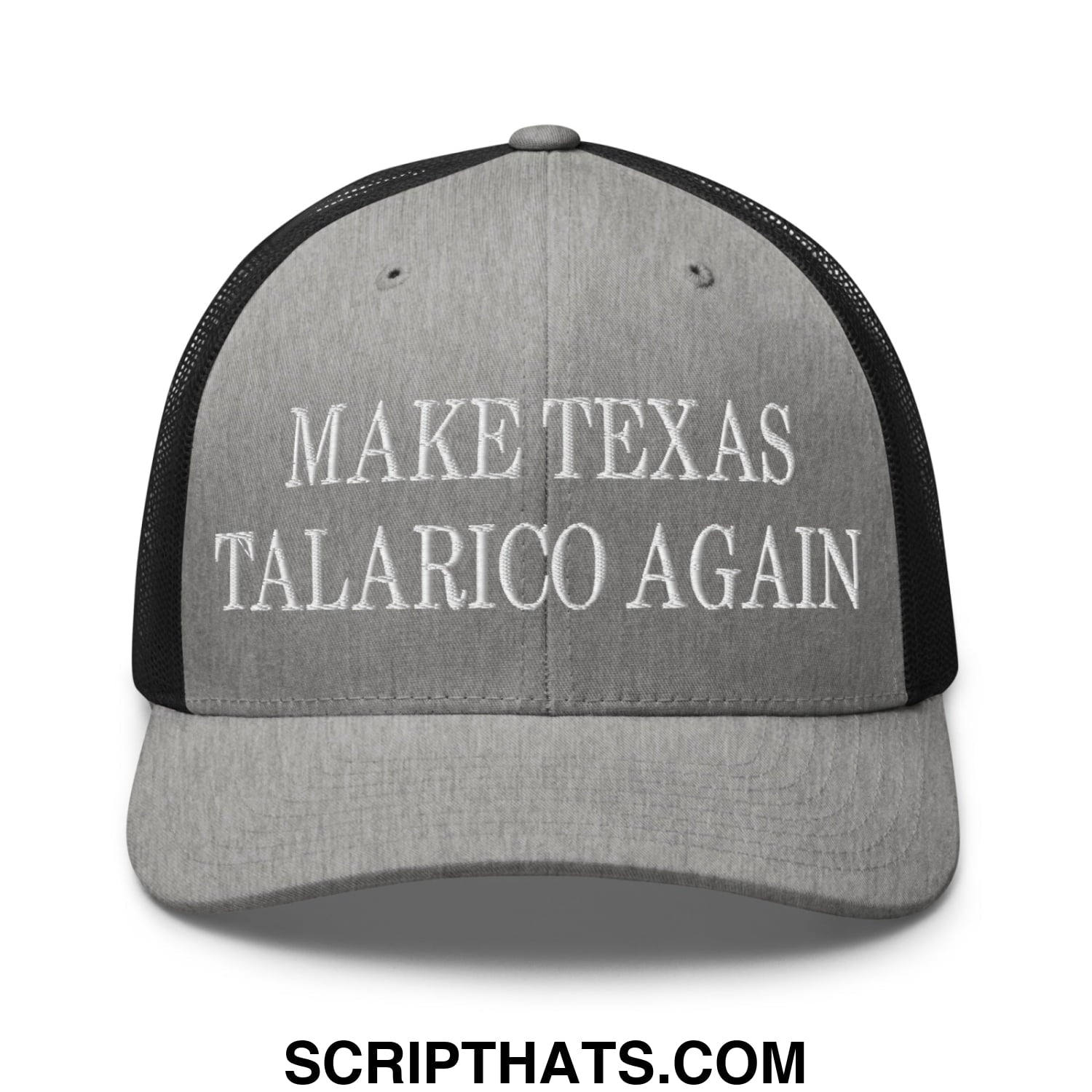 Make Texas Talarico Again Embroidered Mesh Trucker Hat Heather Black