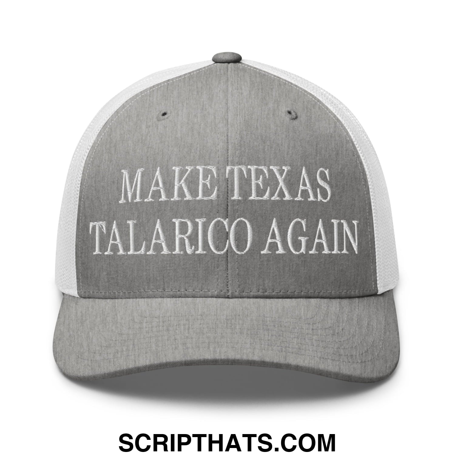 Make Texas Talarico Again Embroidered Mesh Trucker Hat Heather Grey White