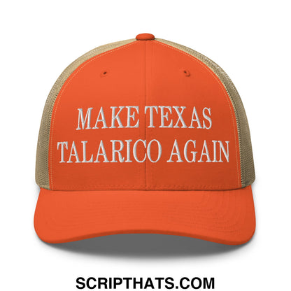 Make Texas Talarico Again Embroidered Mesh Trucker Hat Rustic Orange Khaki