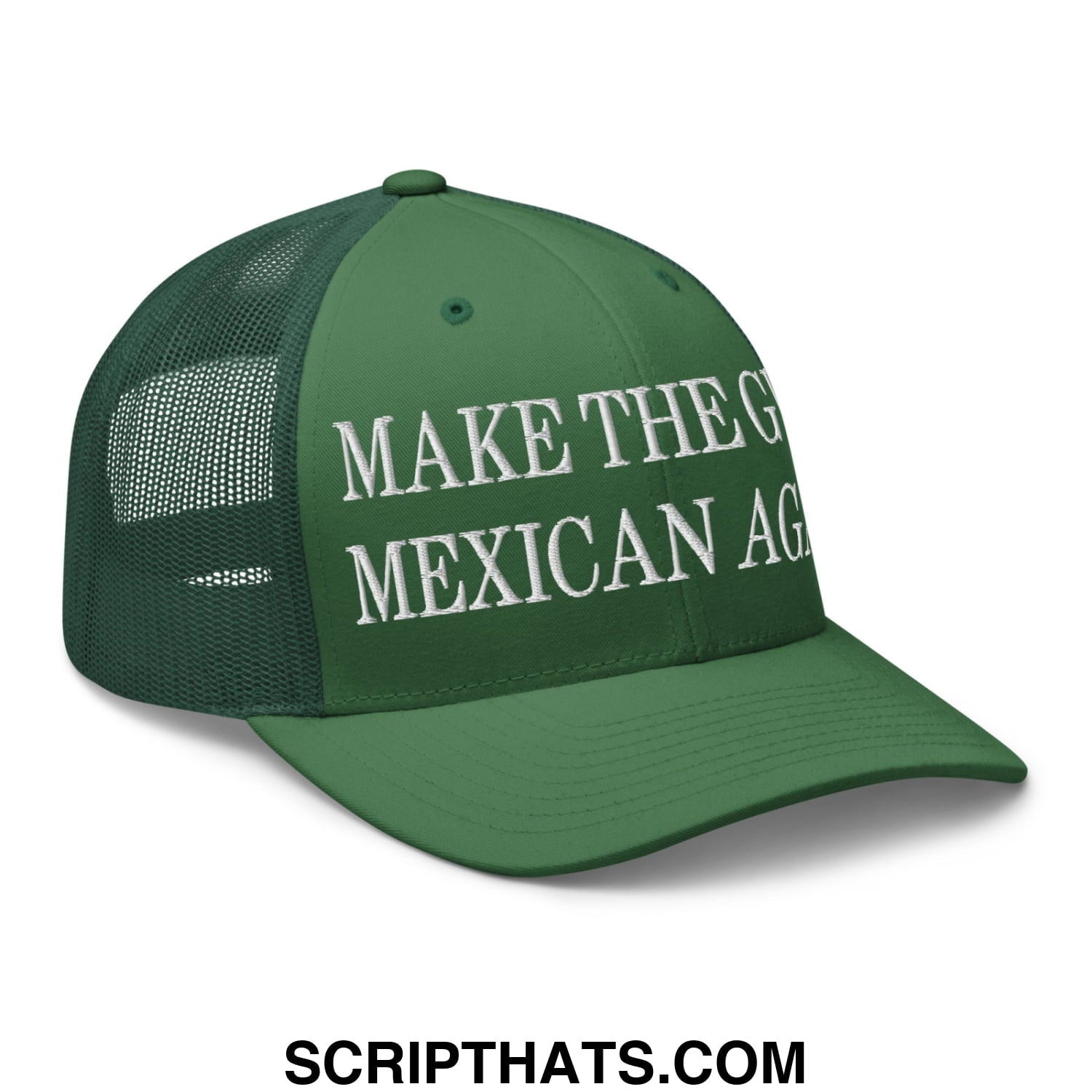 Make The Gulf Mexican Again Embroidered Mesh Trucker Hat Evergreen
