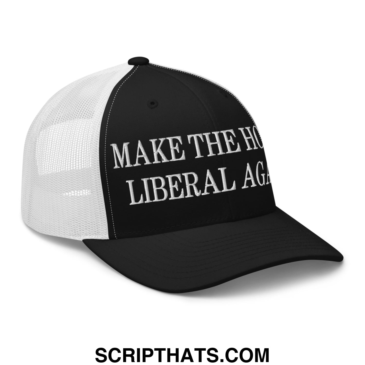 Make The House Liberal Again Embroidered Mesh Trucker Hat Black White