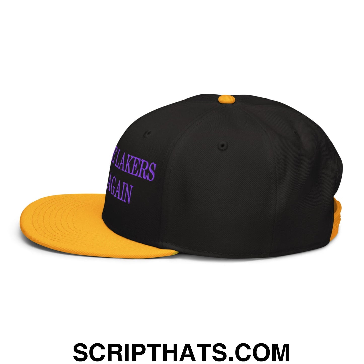 Make The Lakers Great Again Embroidered Flat Bill Snapback Hat Gold Black Black