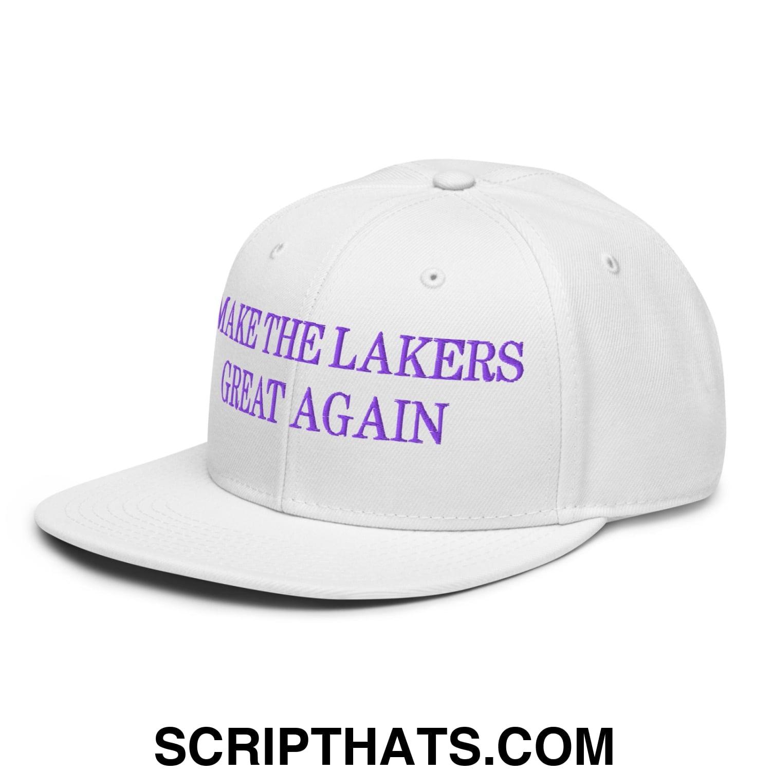 Make The Lakers Great Again Embroidered Flat Bill Snapback Hat White