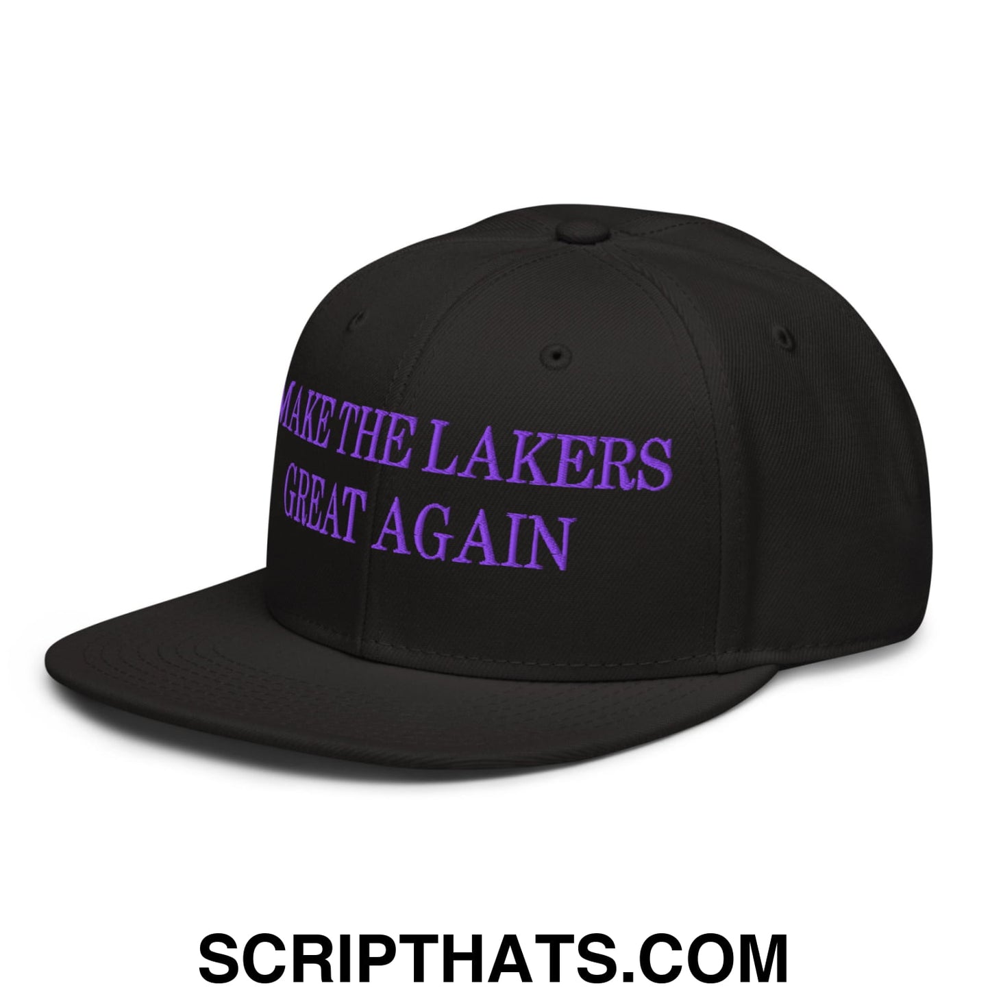Make The Lakers Great Again Embroidered Flat Bill Snapback Hat Black