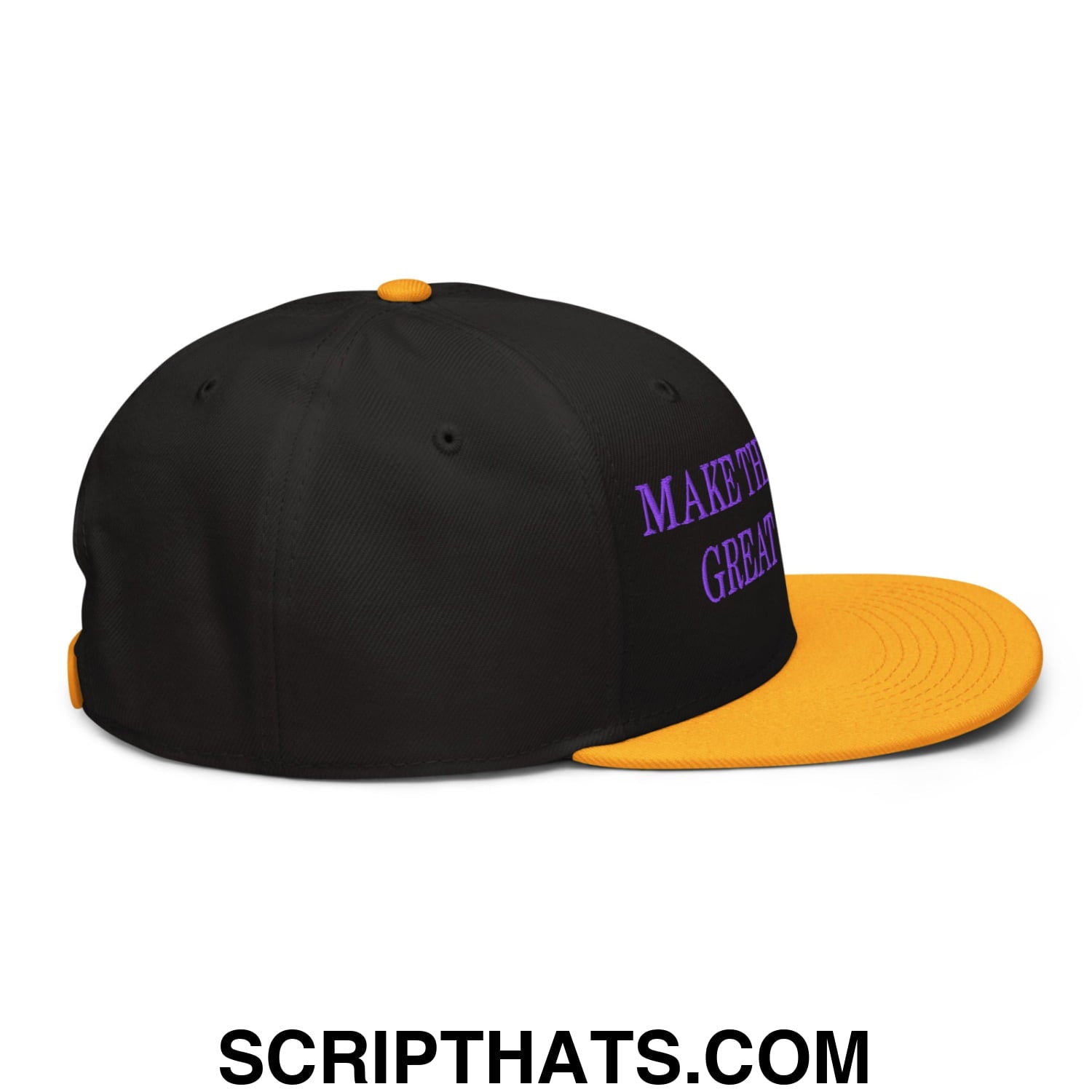 Make The Lakers Great Again Embroidered Flat Bill Snapback Hat Gold Black Black