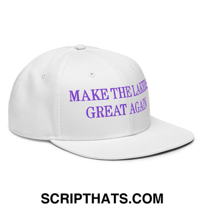 Make The Lakers Great Again Embroidered Flat Bill Snapback Hat White