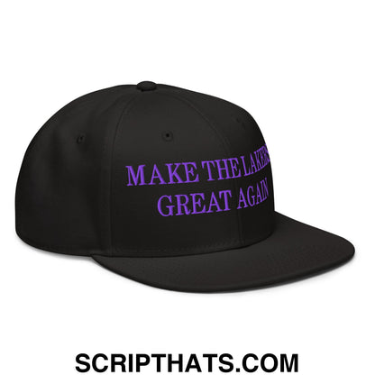 Make The Lakers Great Again Embroidered Flat Bill Snapback Hat Black