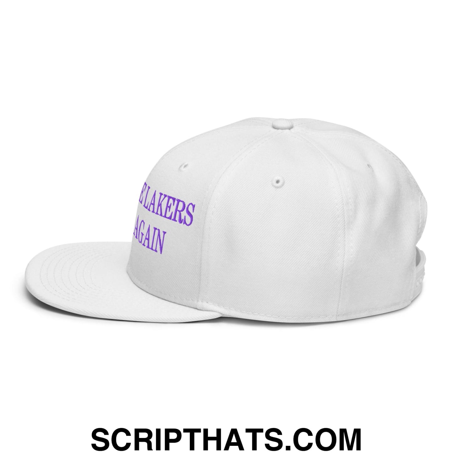 Make The Lakers Great Again Embroidered Flat Bill Snapback Hat White