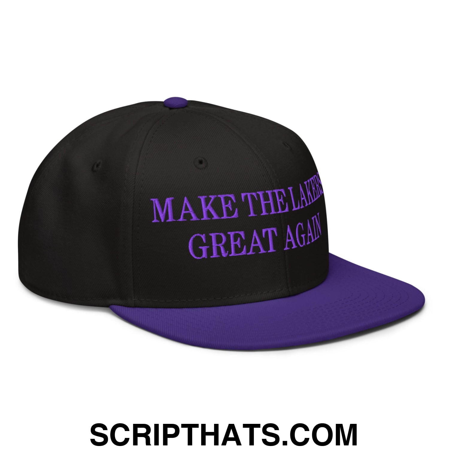 Make The Lakers Great Again Embroidered Flat Bill Snapback Hat Purple Black Black